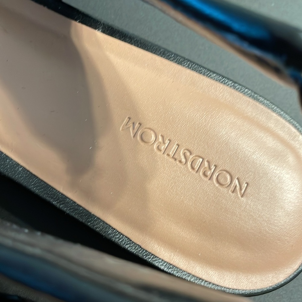 Nordstrom Arabella Slingbacks Woven Flats Size 10M Black Square Toe - Picture 6 of 10